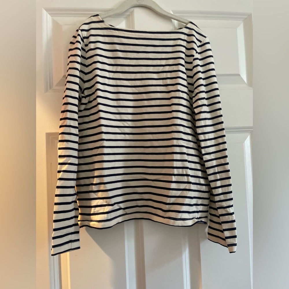 Mini Boden Girls' Long-Sleeve Navy Stripe Boatneck Top